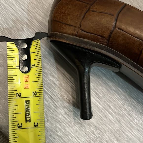 Fratelli Rossetti Pump Heel Brown Leather‎ Embossed Square Toe Women Sz EUR 38.5 - Picture 13 of 16